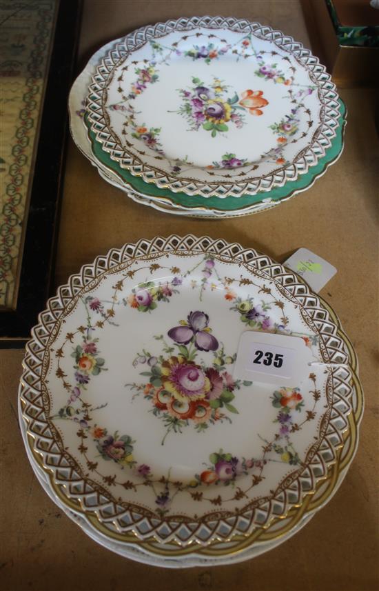 Dresden and English floral plates(-)